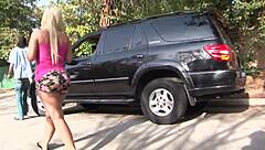 This big blonde with long hair hangs with her black guy