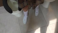 professor fucks tattooed student petite tits cowgirl in school bathroom?