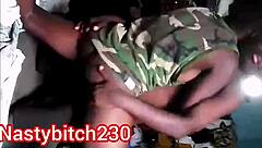 Two Soldiers' Oiled Ass Quickie Backstage in Army Base?