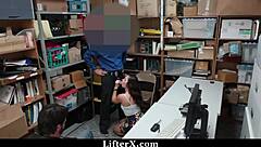 I caught that shoplifter teen now fucking her hard in my private office