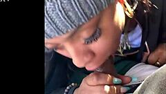 ebony snowboarder chokes on monster bbc during public deepthroat