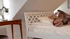 Mistress dominates slave in kinky stockings cash sex