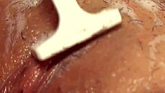 Yukina Mori lubes shaved pussy massages till she cums 💦😍