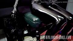 bound tight in three layers of tape over kigurumi catsuit