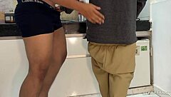 stepmom in costume gets rough fucked by stepson in kitchen while hubby's gone 💦🍑