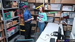 Redhead Shoplifting Teen's Big Tits Ass Pounded Rough by Mall Cop Monster Cock in Garage Office