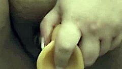 Chubby housewife squirts soaking wet from dildo play?