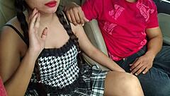 Office boss screws sexy Indian housewife's ass and pussy doggystyle in car