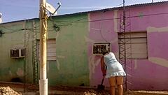 chubby latina neighbor's huge ass in short dress makes ebony milf flash curves teasing nonstop!