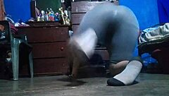 whoa check out this very sexy brunette's big curvy ass while she works out hard