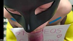 Colombian babe deepthroats and swallows every drop of cum