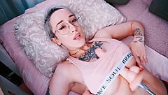 damn this fuckmachine tittyfucks her tattooed teen tits so good