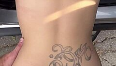 busty petite hooker sucks deep bareback rides car cumshot on stomach