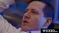 Blonde and brunette alternate riding cocks in hot reality threesome with deepthroat licks