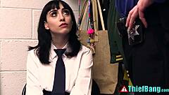 Whoa teen thief caught stuffing stolen goods deep in her puffy private pussy spot