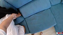 Dude your stepmom's juicy ass is stuck on the couch so I creampie it rough from behind