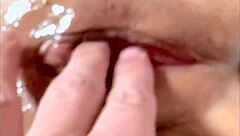 Amateur milf's shaved pink pussy up close 183 days post virginity loss