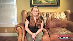 Curvy redhead coed masturbates rims then bends for pov pussy doggystyle cumshot