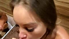 Monika Fox's Quick Hallway Fuck and Cum Guzzling Blowjob