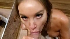 Monika Fox's Quick Hallway Fuck and Cum Guzzling Blowjob