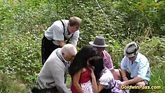 Gangbang in lederhosen doubles anal in nature! 🍆🍑