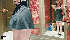 Skinny Italian sales assistant risks fucking customer hard in the changing room