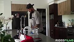 busty housewife sneaks into wild bisexual threesome cheating cum fest