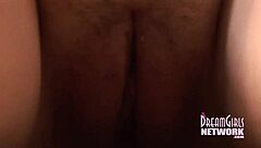 coed with glasses fucks red dildo till she pees everywhere