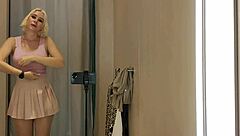 naked blonde flashes see-through haul in mall fitting room tits out everywhere!