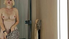 naked blonde flashes see-through haul in mall fitting room tits out everywhere!