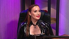 Redhead milf domme in latex corset teases lesbian sluts at bdsm casting party