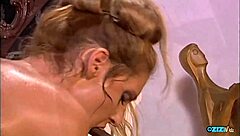 blonde mistress in latex lingerie demands rough staircase fuck with total submission