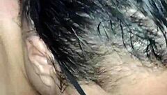 she's a fat puta peluda worshipping ass while her cuckold watches her get fucked homemade