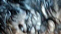 she's a fat puta peluda worshipping ass while her cuckold watches her get fucked homemade