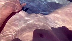 Artemisia Love fingers her big tits milf pussy naked in outdoor jacuzzi legs POV