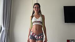 step brother bends skinny best friend over bed for rough doggystyle cumshot