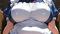 Elsa the busty curvy milf gets gangbanged in barn with bukkake finish