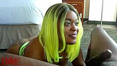 wow green haired big booty ebony slut slammed by thick bbc backshots