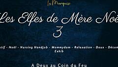 I'm the french elf nurse stroking santa's cock with my milky tits in part 3