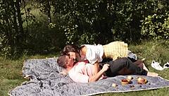 lover drops panties on bridge for rough pussy pounding