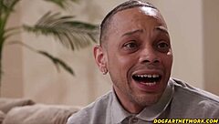 busty babe sucks big cock to soothe roommie's monster