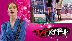 busty babe sucks big cock to soothe roommie's monster