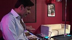 damn, stripper carmel moore's pissed on after ripping clothes for bartender assfuck