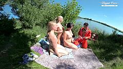 Nesty and Diane's Wild Outdoor Orgy with Escaped Prisoner!!