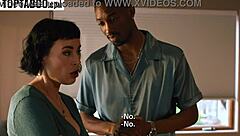 wife chokes on husband's boss big black cock deepthroat double team dinner