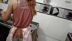 after cooking she got horny but i stuffed her mouth full of cum instead