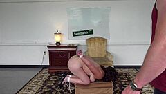 Mature Milf Housewife Bound with Anal Hook Buttplug and Harness Gag Backstage