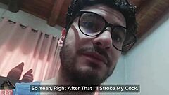 My skinny waist and monster cock look huge as I lube up and masturbate hard