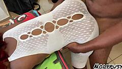 ebony babe moans loud as dude fucks her juicy pussy missionary