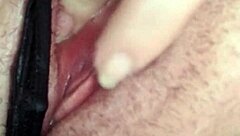 hazey stuffs wet shaved panties into her fat hairy pussy while fingering clit to orgasm